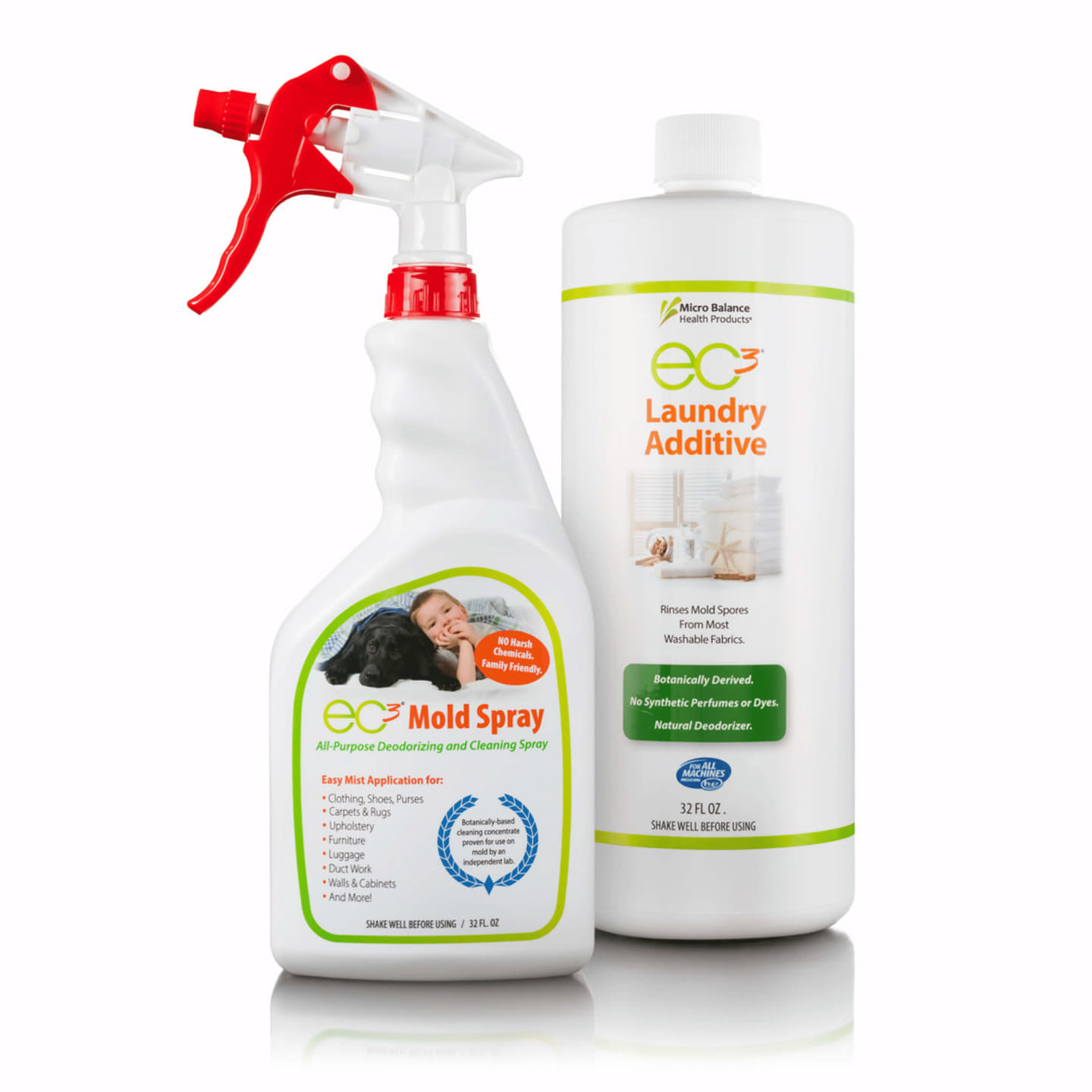 EC3 Mold Solution Spray and Laundry Additive Bundle | Micro Balance Health Products | Reduce Mold and Musty Particles 
