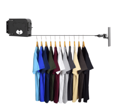 SOGA 160mm Wall-Mounted Clothes Line Dry Rack Black