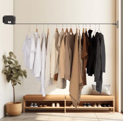 SOGA 160mm Wall-Mounted Clothes Line Dry Rack Black