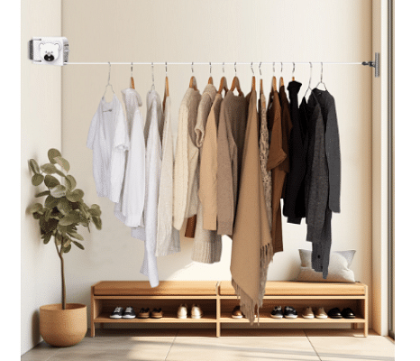 SOGA 160mm Wall-Mounted Clothes Line Dry Rack White