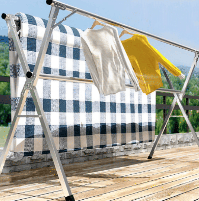 SOGA 2.4m Portable Standing Clothes Drying Rack 3 Poles