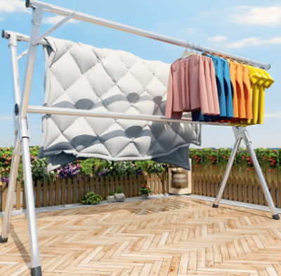 SOGA 2.4m Portable Standing Clothes Drying Rack 3 Poles