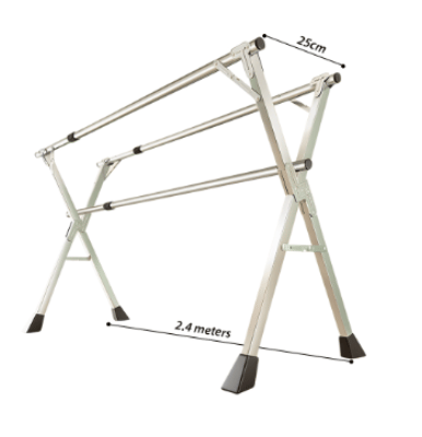 SOGA 2.4m Portable Standing Clothes Drying Rack 3 Poles