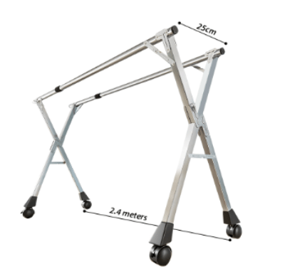 SOGA 2.4m Portable Standing Clothes Drying Rack with Wheels