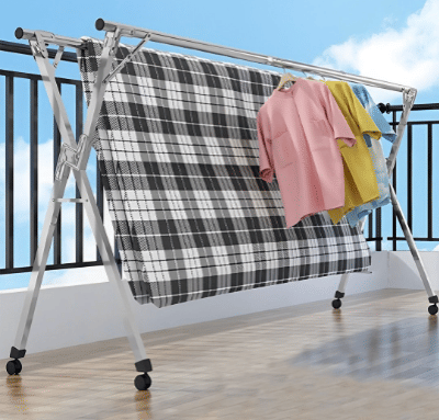 SOGA 2.4m Portable Standing Clothes Drying Rack with Wheels