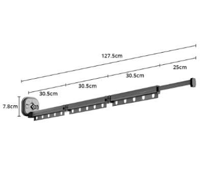 SOGA 127.5cm Wall-Mounted Clothing Dry Rack Retractable
