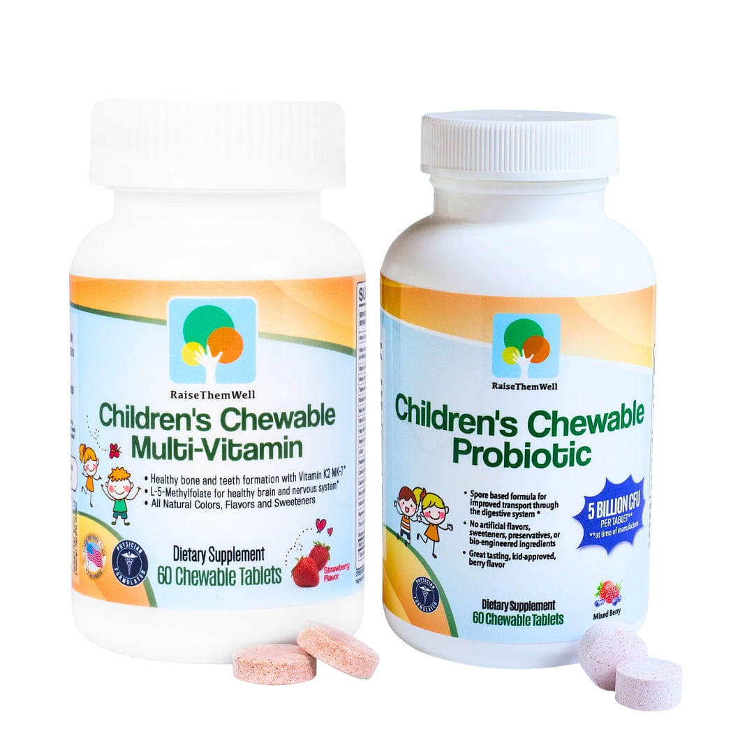 Bundle and Save: Happy Belly + Strong Body, Chewable Probiotic and Multivitamin