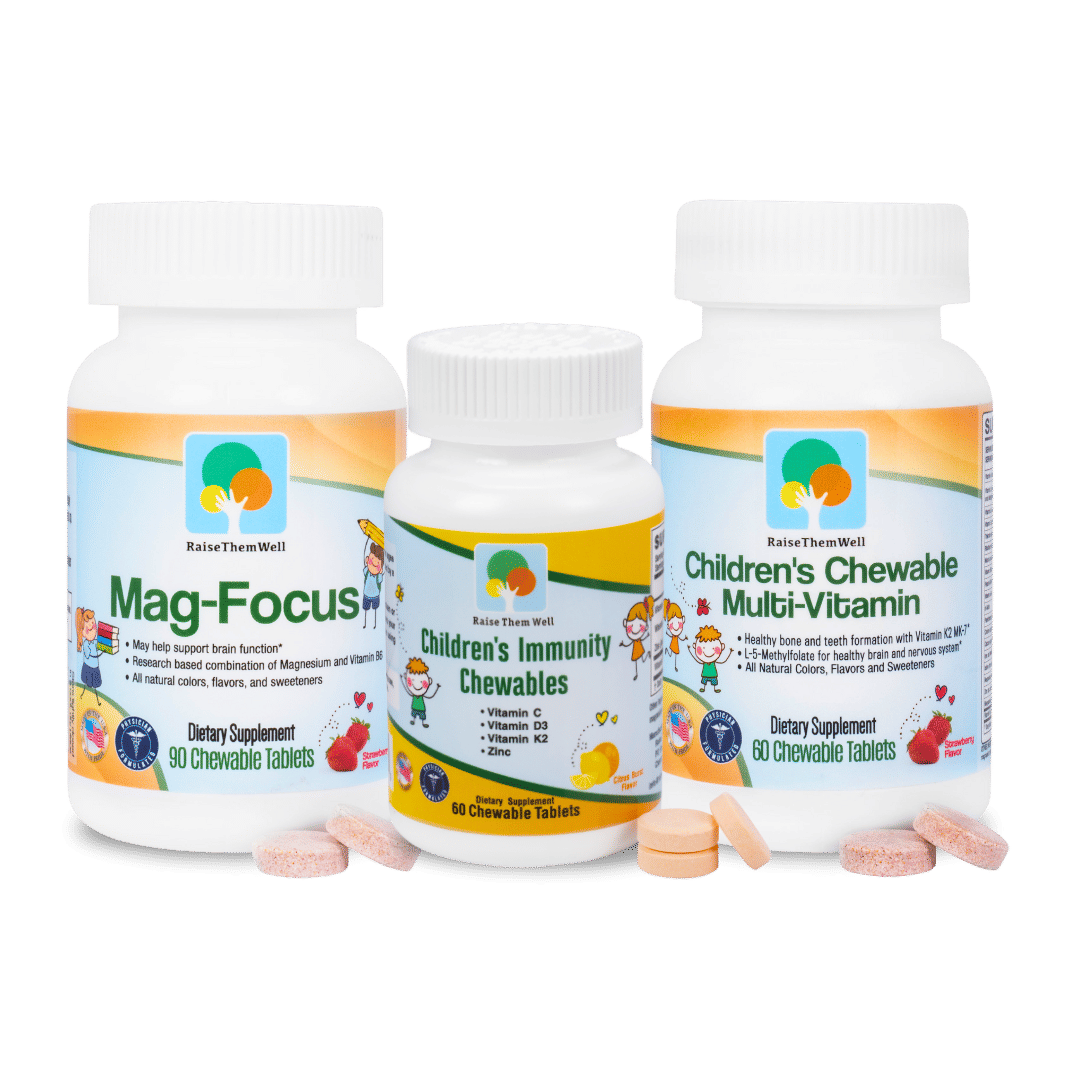 Bundle and Save: Kids Immunity Support and Focus Bundle with Children's Immunity Chewable, Children's Multivitamin Chewable, and Mag Focus