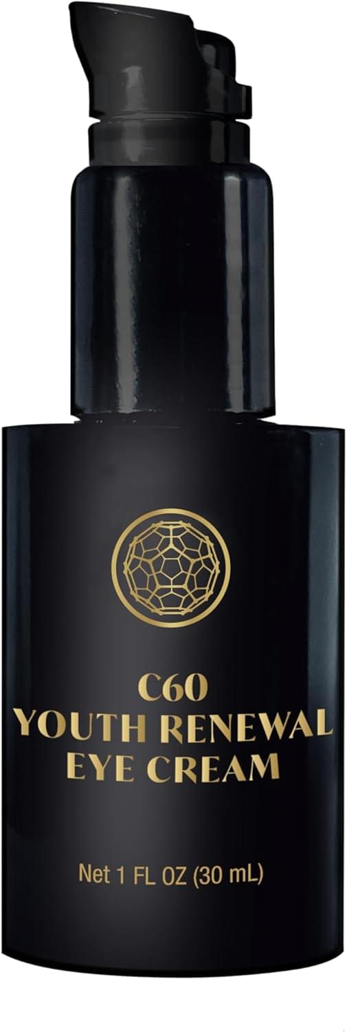C60 Power Youth Renewal Eye Cream - Eye Cream for Wrinkles & Puffiness, Anti Aging Skin Care for Women & Men, With 99.99% Pure Sublimated C60, Copper Peptides, & High-Quality Ingredients - 1 fl oz C60 Eye Cream 1 Fl Oz (Pack of 1)