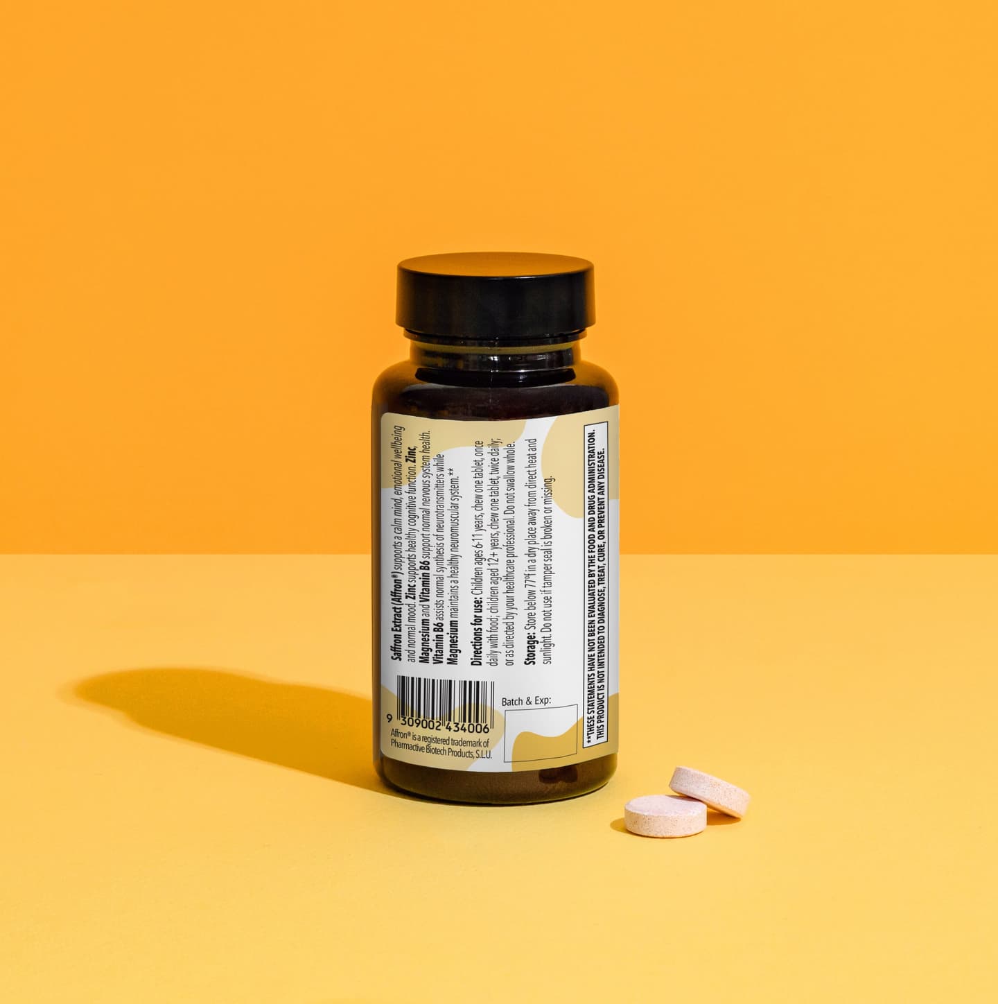 Calm Mind, Children's Chewable Supplement with Magnesium, Saffron, Zinc and Vitamin B6