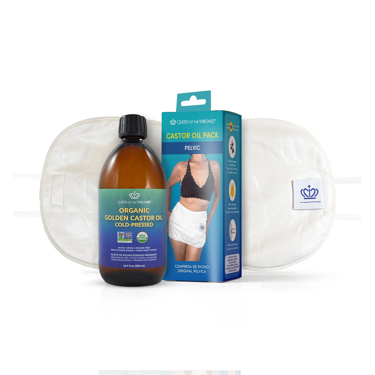 Castor Oil Pack Bundle for Pelvis