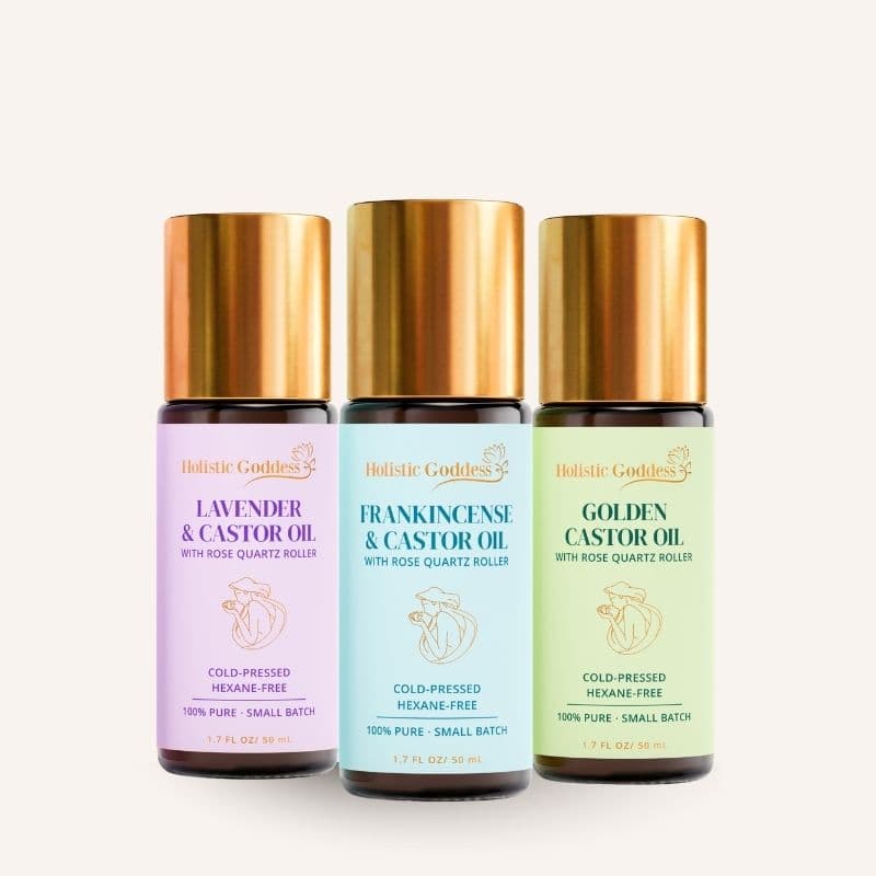 Castor Oil Trifecta Kit – 3 Roll-On Oils 50ml Each Castor Oil and Essential Oil Blend Set