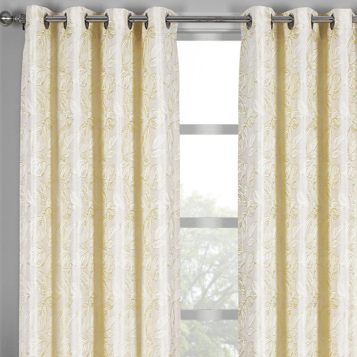 Catalina Leaf Swirl Jacquard Curtain Panels Grommet Top (Set of 2)