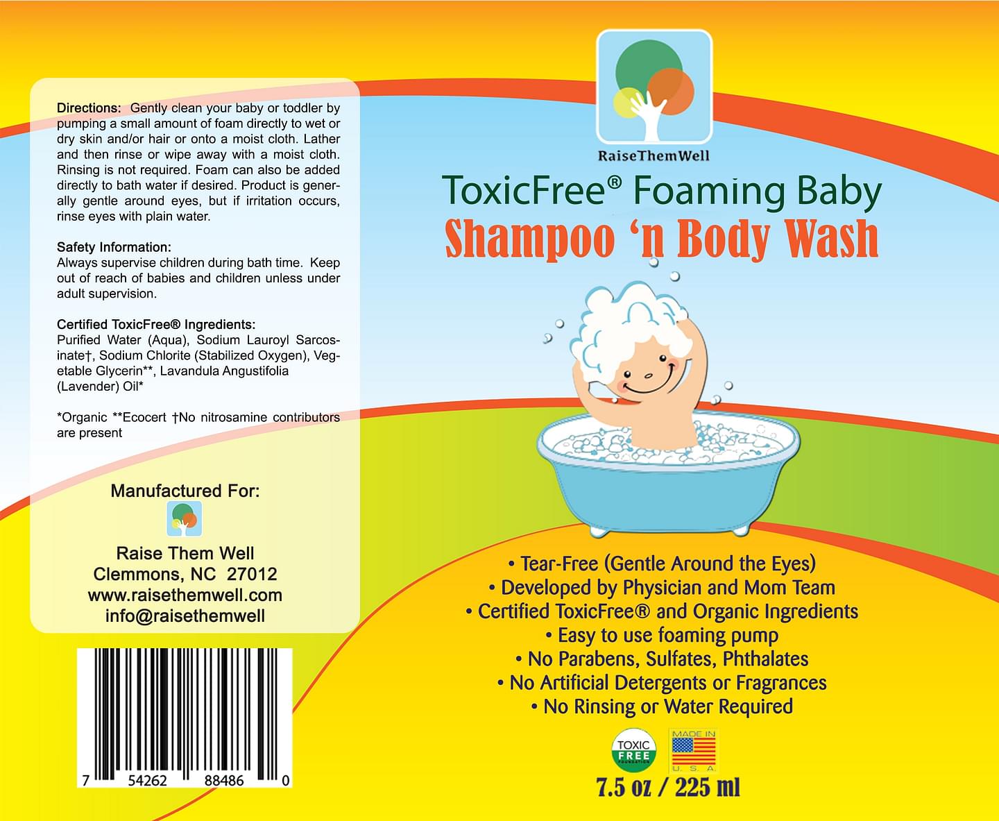 Certified ToxicFree® Foaming Baby Shampoo and Body Wash