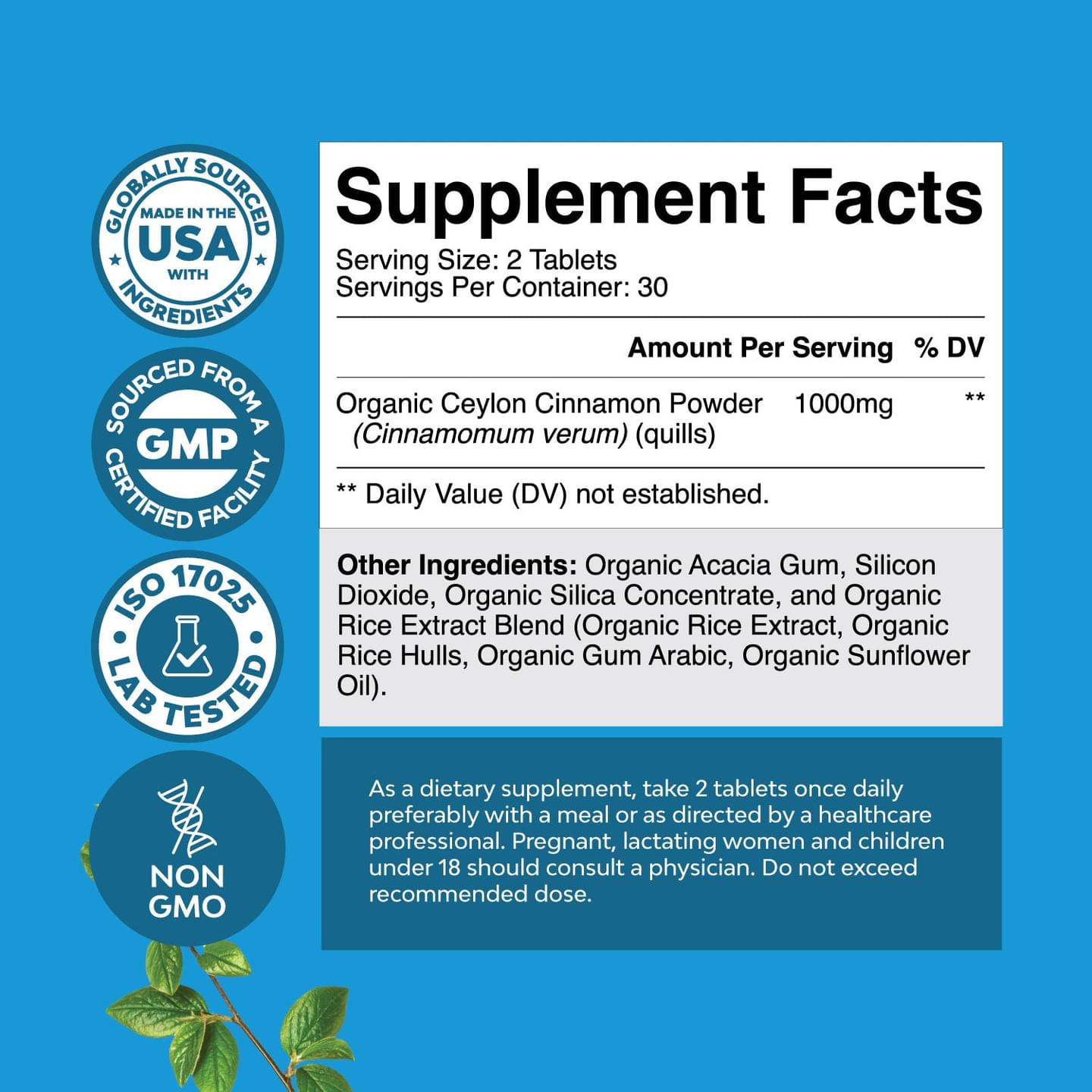 Ceylon Cinnamon 1000mg per serving