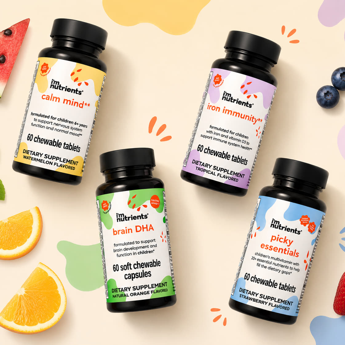 Kids Daily Wellness Bundle – Complete Chewable Nutrition Collection for Brain, Immunity, Calm and Daily Wellness Sup