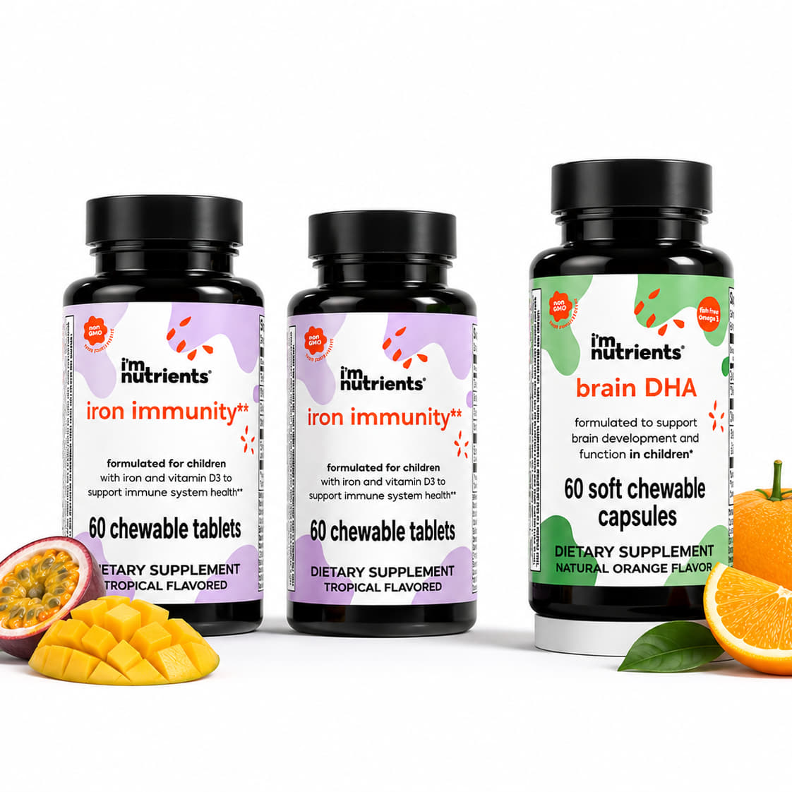 Iron Immunity Buy 2 Get 1 Brain DHA Free Bundle – Children's Iron, Immune and Brain Health Support Collection
