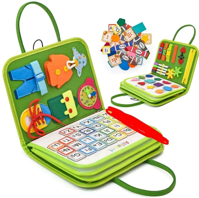 CoCoCore - Toddler Busy Book - Interactive Quiet Book for Toddlers with Velcro, Zipper & Button Activities - Learning Book for Ages 1-4