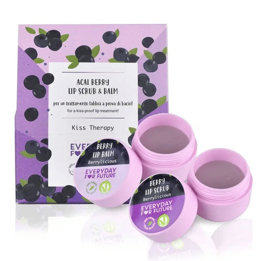 Coconut Lip Essentials: 2 Lip Oils (1 clear & 1 pink), 1 Lipstick Amaretto, 1 Lip Scrub & Balm Kit 