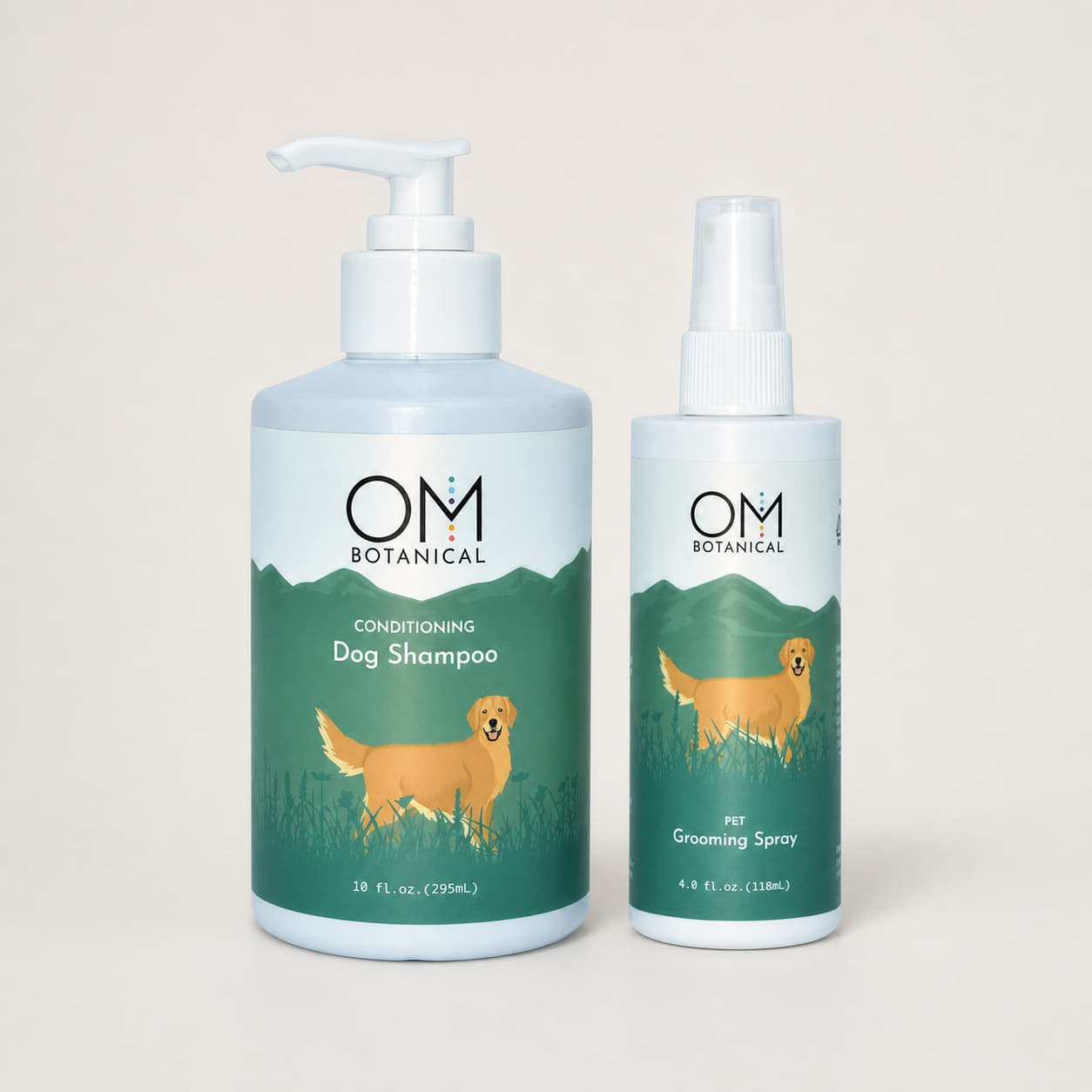  OM Botanical Fresh & Clean Grooming Bundle | Conditioning Dog Shampoo & Pet Grooming Spray