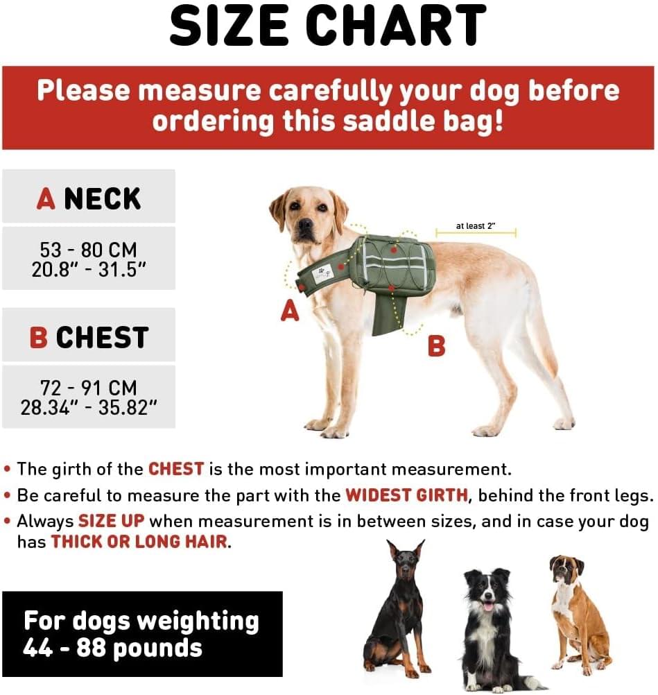 Comfortable Backpack for Anxious & Energetic Dogs w Treat Bag Bundle | Saddle Bag for More Focused & Calmer Hound | Reflective & Lightweight Harness w Roomy Pockets | Khaki