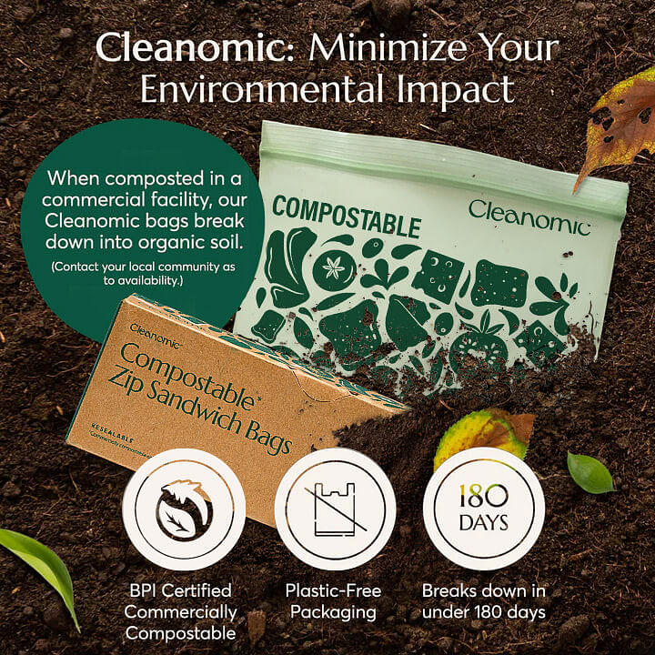 Compostable* Zip Quart Bags
