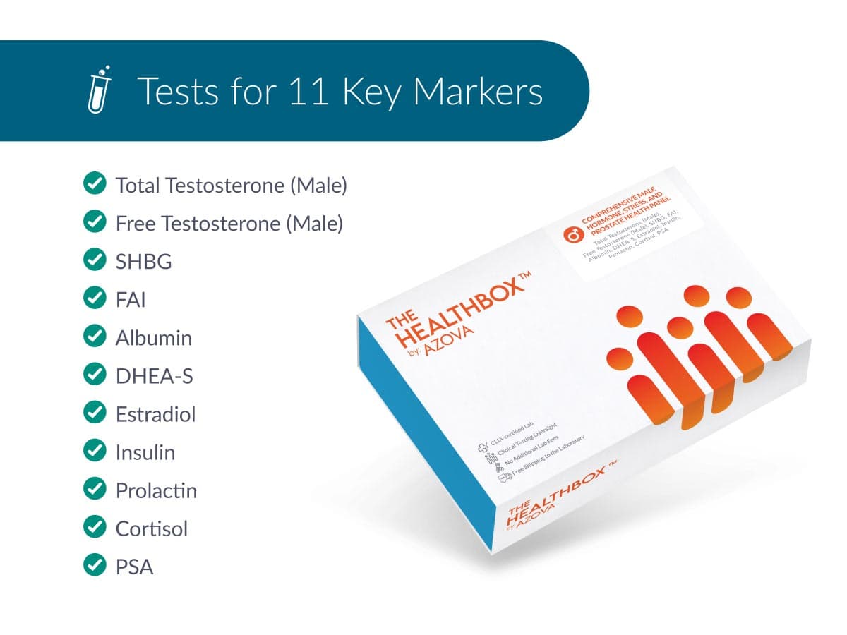 Comprehensive Male Hormone, Stress, and Prostate Health Panel - At-Home Blood Test Kit with Testosterone, Cortisol & PSA Biomarkers for Hormonal Balance, Stress Monitoring and Men’s Health Screening