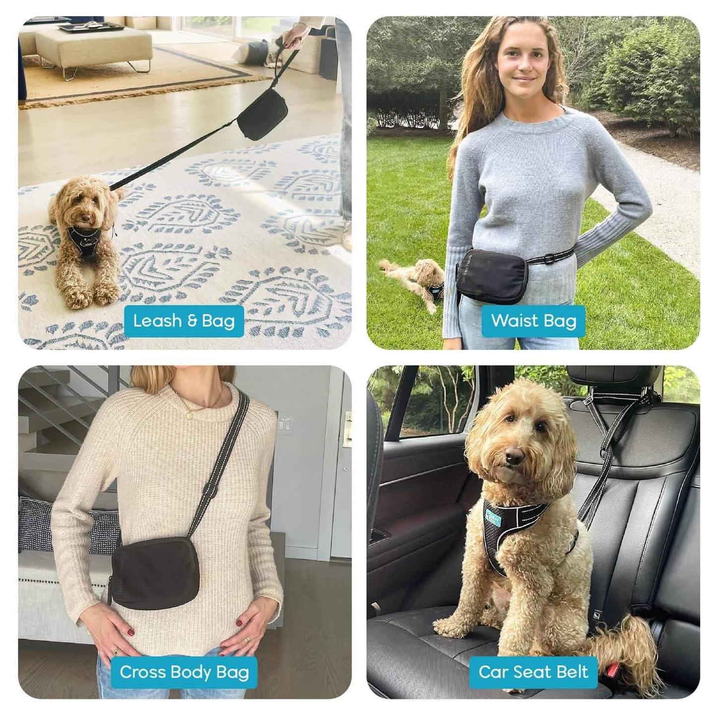 Cross Body Dog Walking Bag with Convertable Leash