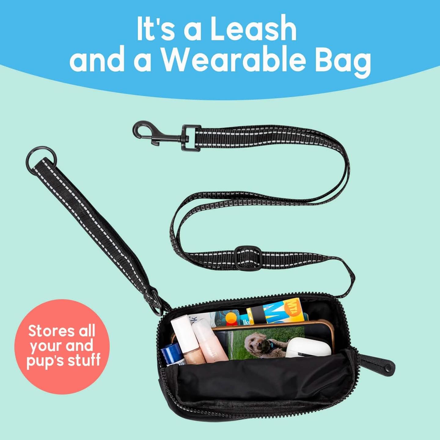 Cross Body Dog Walking Bag with Convertable Leash