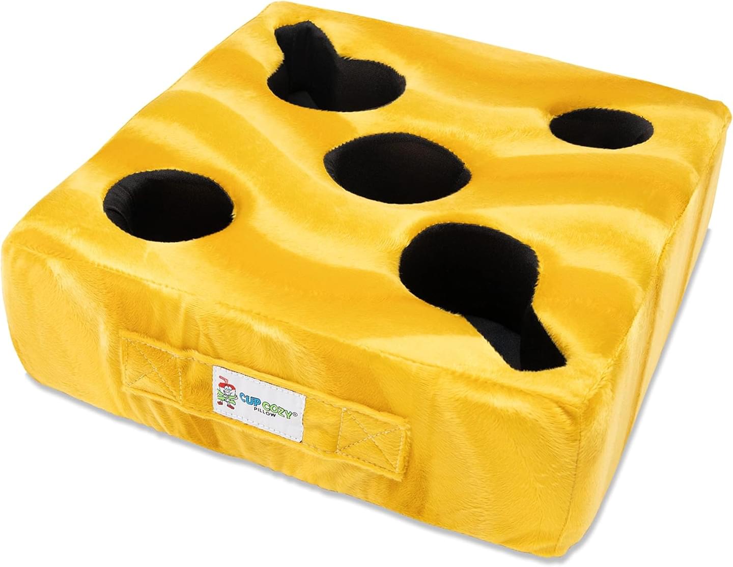 Cup Cozy Deluxe Pillow (Yellow) As Seen on TV -The world's BEST cup holder! Keep your drinks close and prevent spills. Use it anywhere-Couch, floor, bed, man cave, car, RV, park, beach and more!