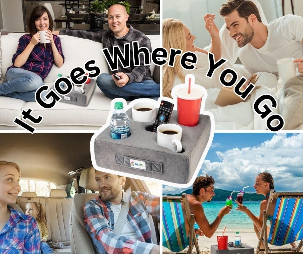 Cup Cozy Deluxe Pillow (Yellow) As Seen on TV -The world's BEST cup holder! Keep your drinks close and prevent spills. Use it anywhere-Couch, floor, bed, man cave, car, RV, park, beach and more!