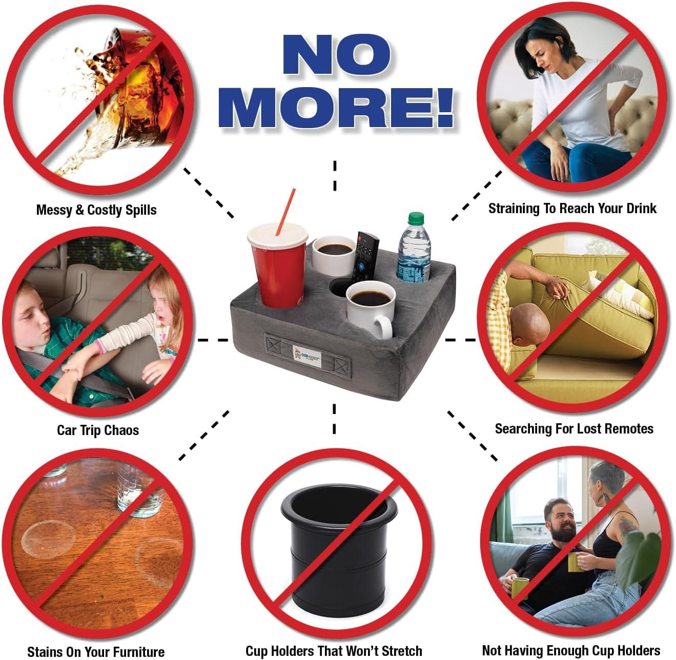 Cup Cozy Deluxe Pillow (Yellow) As Seen on TV -The world's BEST cup holder! Keep your drinks close and prevent spills. Use it anywhere-Couch, floor, bed, man cave, car, RV, park, beach and more!