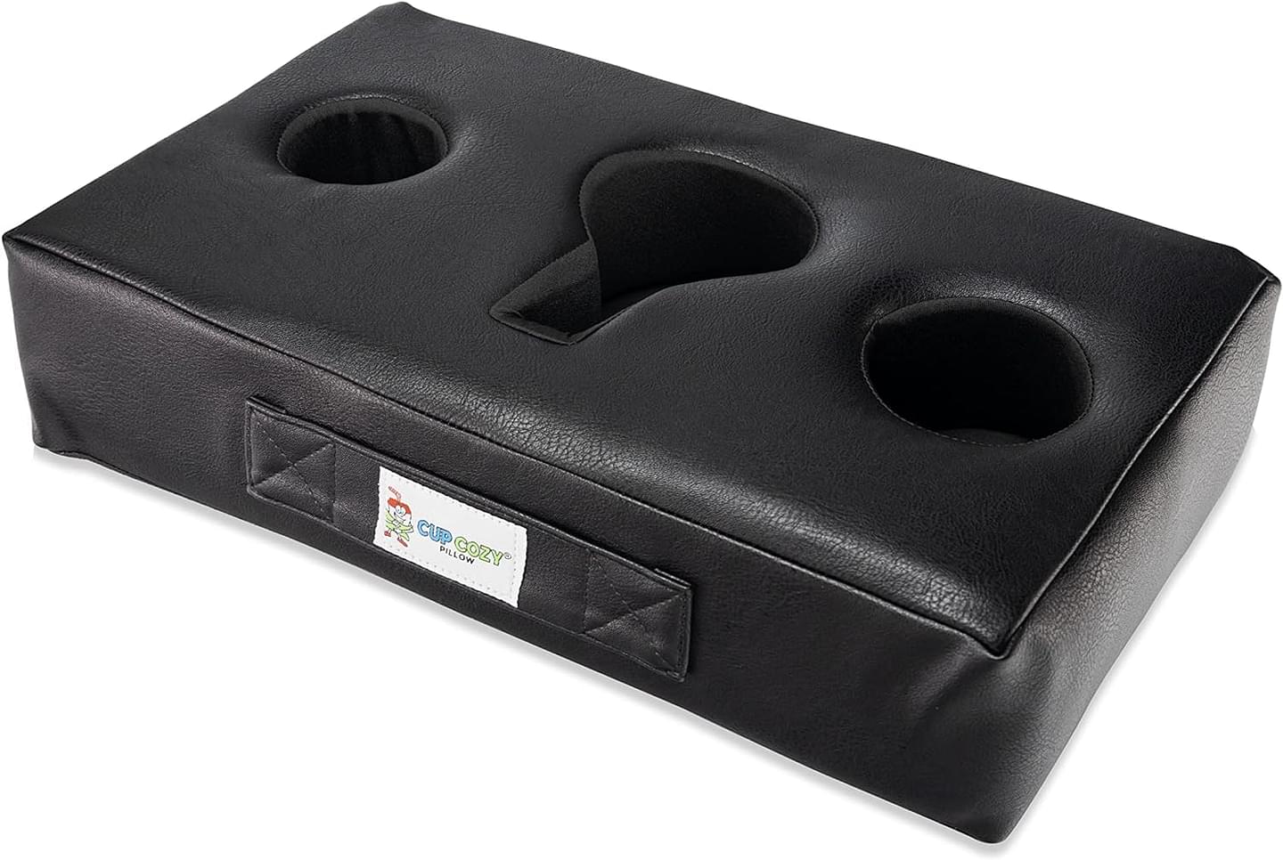 Cup Cozy Pillow 3 Hole Black Faux Leather