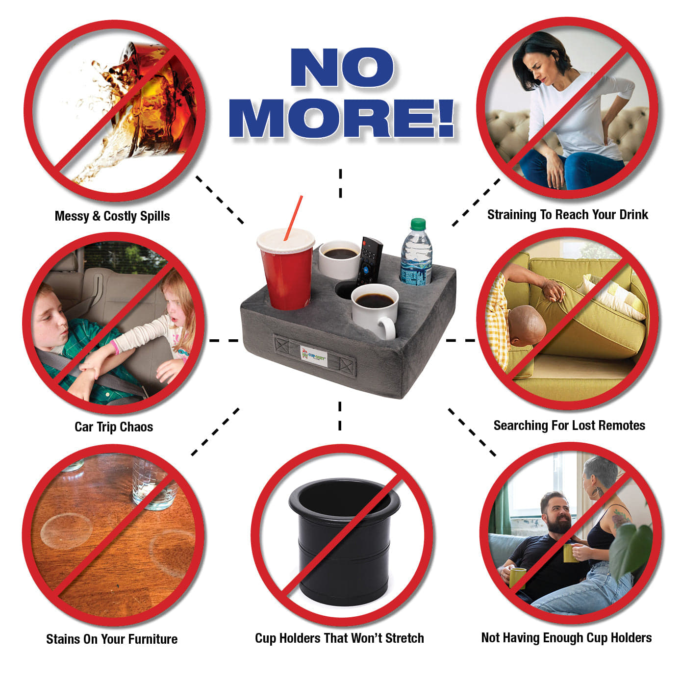 Cup Cozy Pillow 5 Hole Black