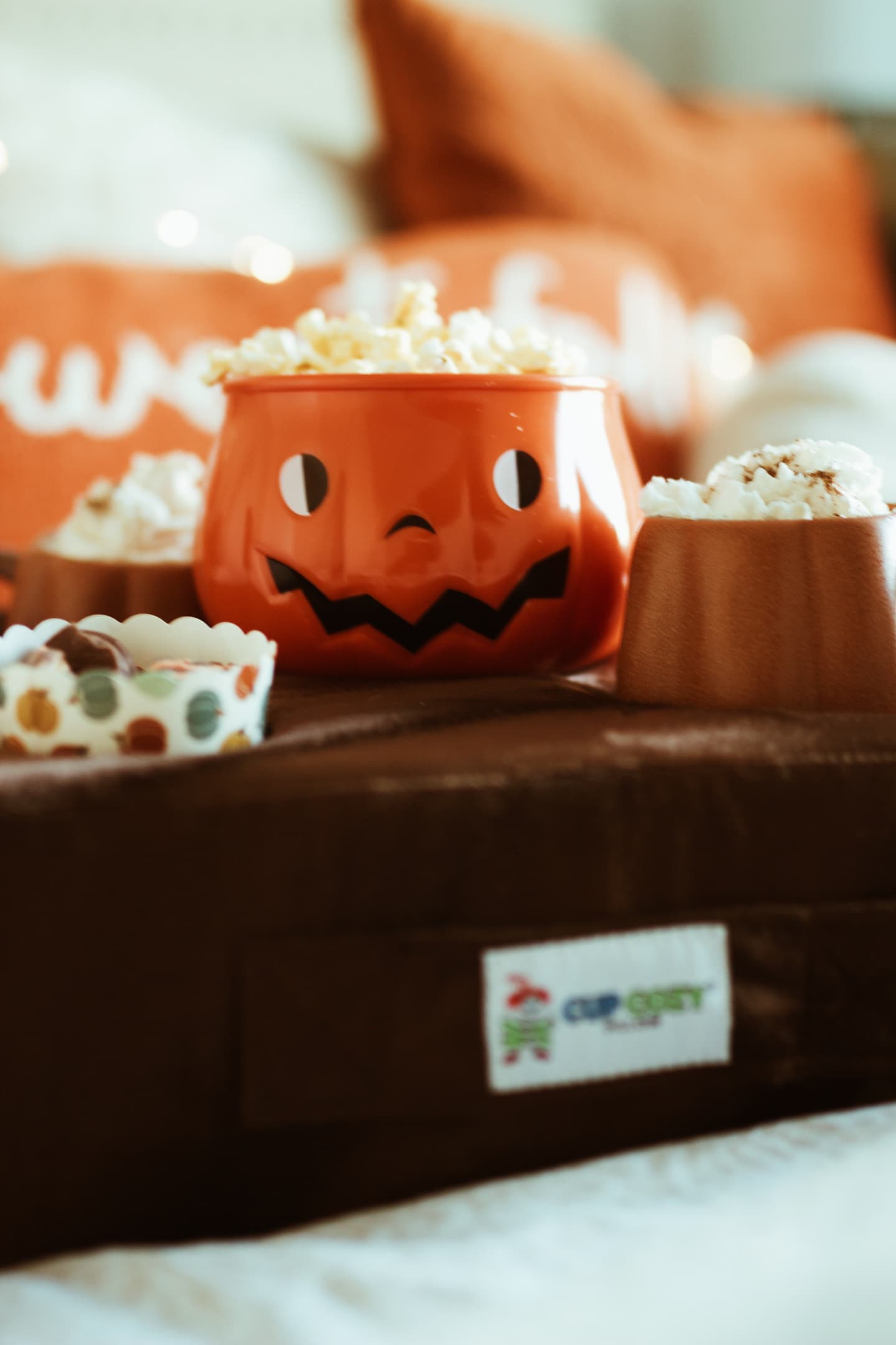 Cup Cozy Pillow 5 Hole Brown