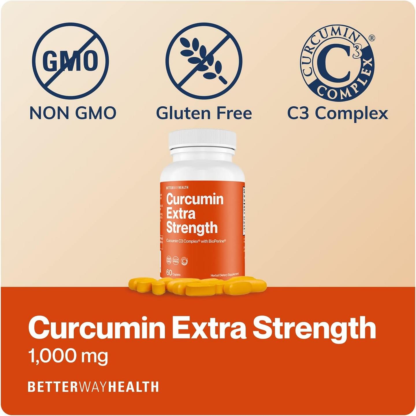Curcumin Extra Strength - Turmeric Curcumin C3 Complex + BioPerine - 1000mg 60 Caplets