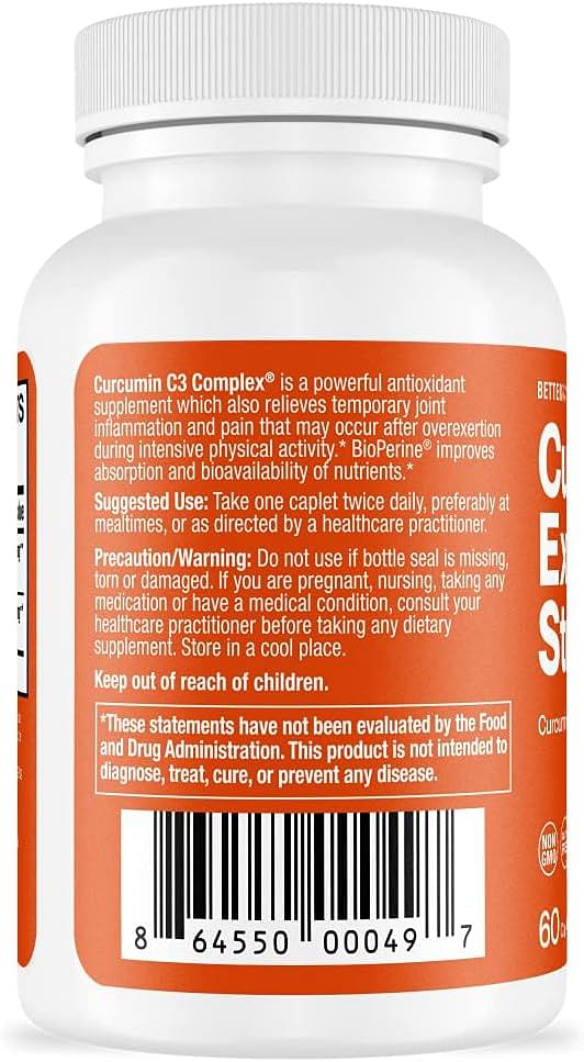 Curcumin Extra Strength - Turmeric Curcumin C3 Complex + BioPerine - 1000mg 60 Caplets
