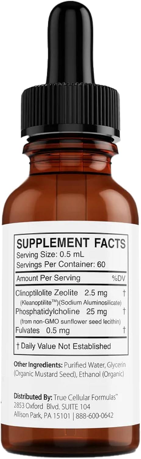 CytoDetox Liposomal Zeolite Clinoptilolite with Fulvates - Supports Cellular Detox & Natural Toxin Removal - Gentle Detoxifier and Binder - 1 oz Bottle