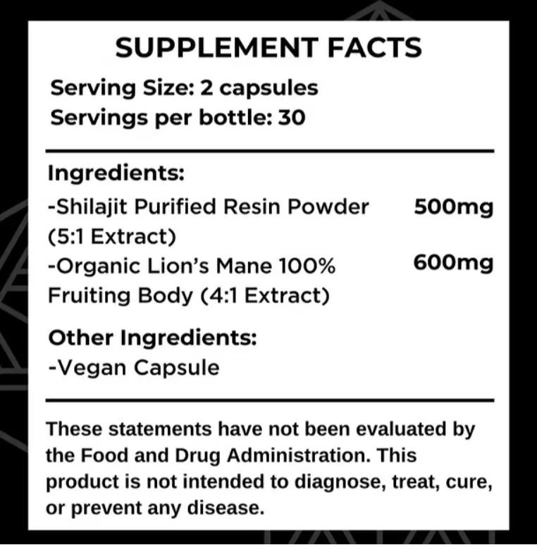 Daily Boost – Shilajit & Organic Lion’s Mane Mushroom Supplement for Energy, Focus & Stamina – Natural Adaptogen & Nootropic Blend
