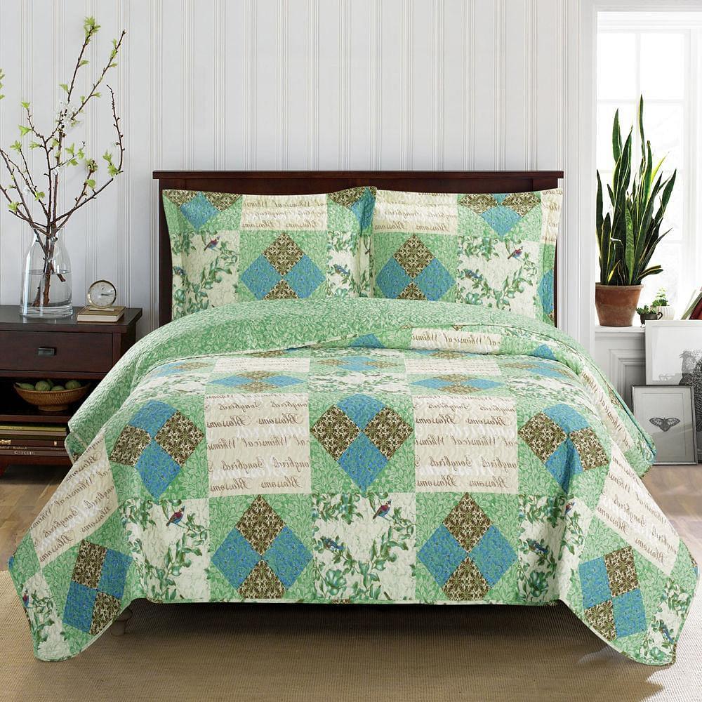 Davina Classic Patchwork Pattern Quilted Coverlet Mini Set in Full/Queen, King/CalKing