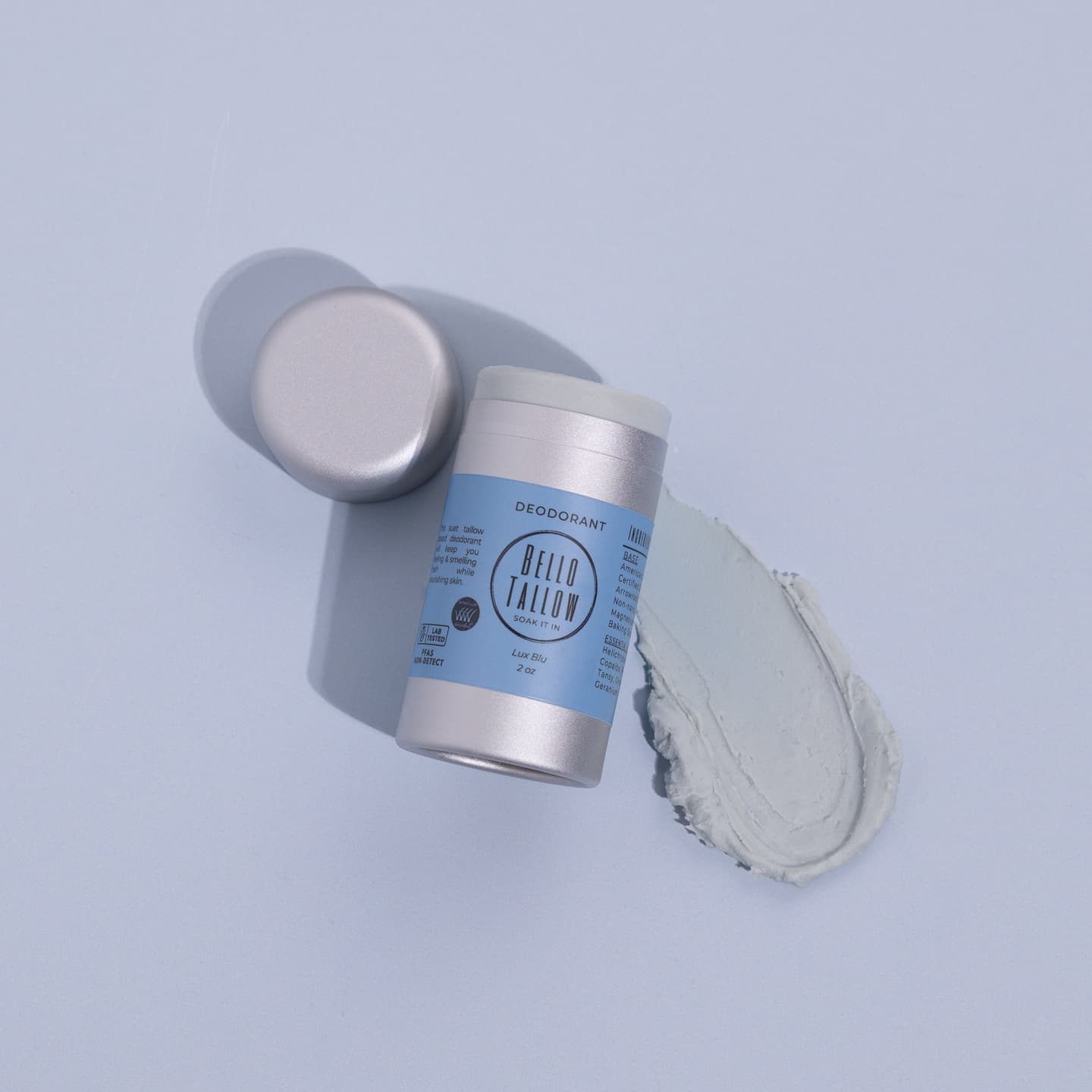 Deodorant: Lux Blu – Tallow Formula, Magnesium Chloride, 2 oz Metal Container