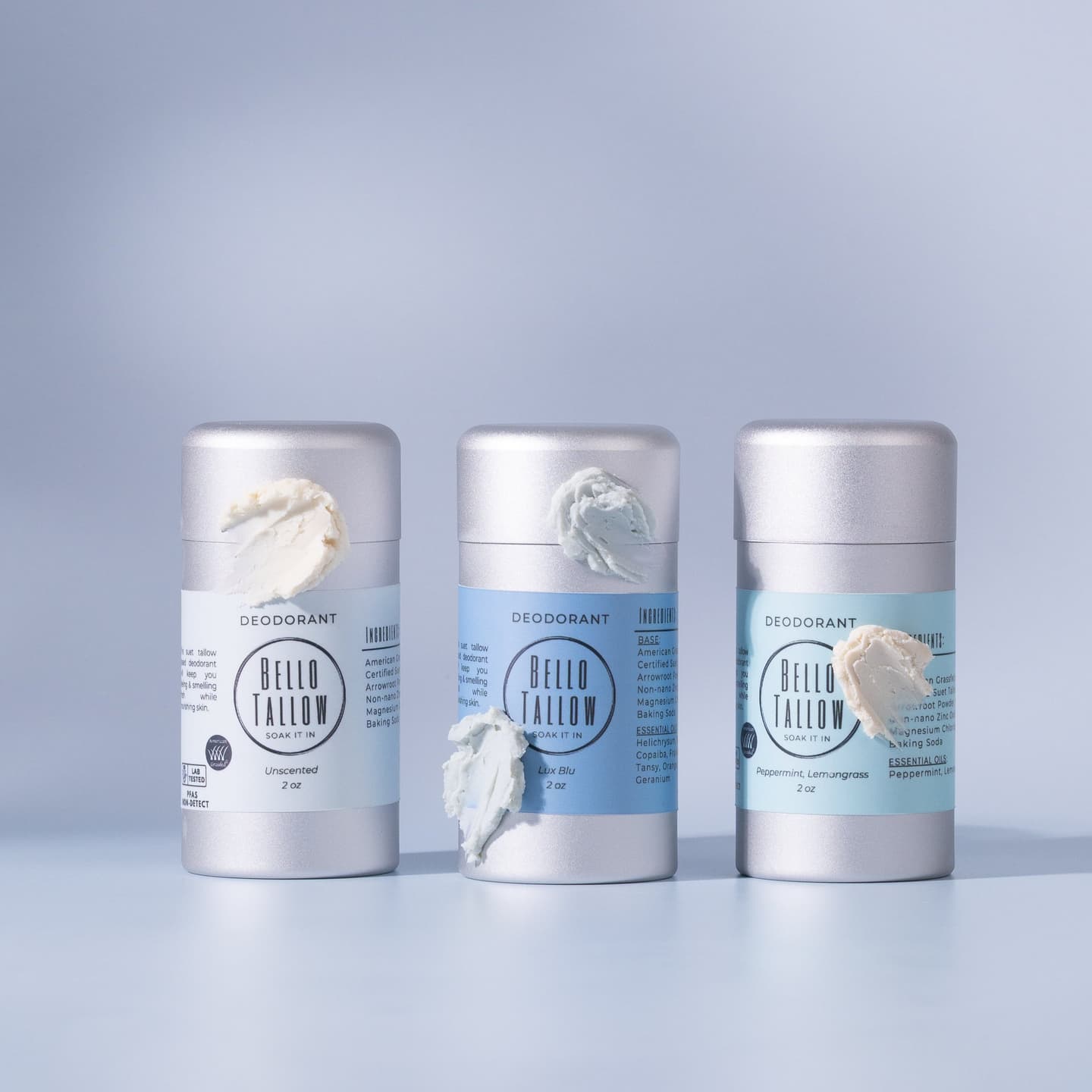 Deodorant: Unscented – Tallow Formula, Magnesium Chloride, 2 oz Metal Container