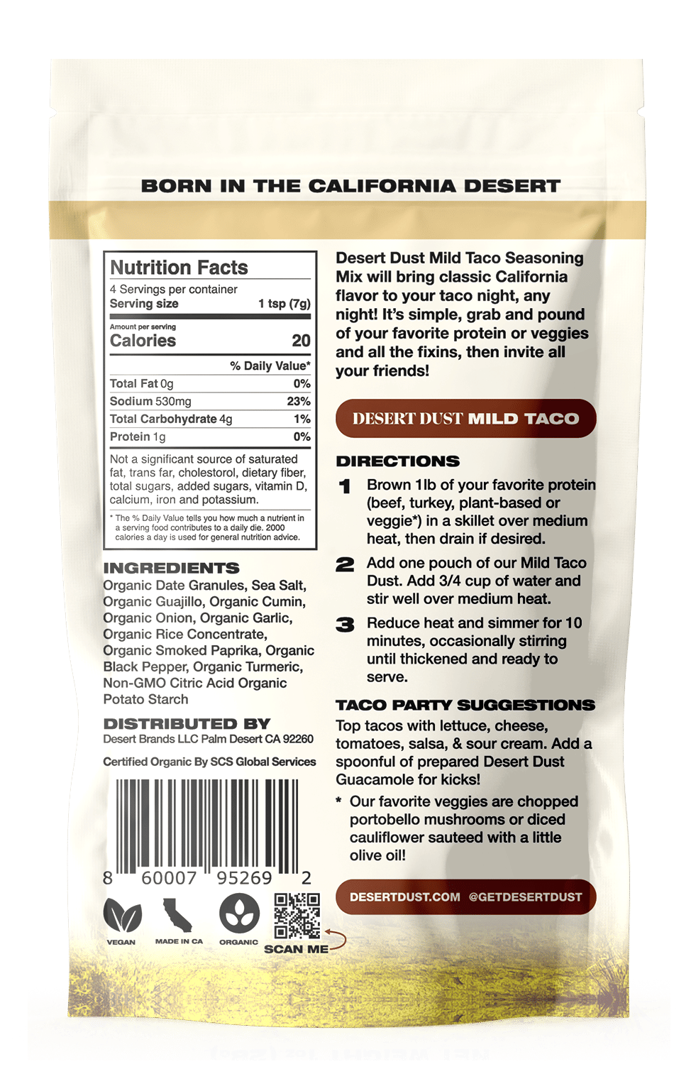 Desert Dust Mild Taco Seasoning 6 Pack – Organic, Gluten Free