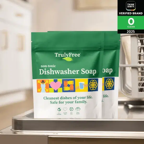 Truly Free - Non-Toxic Dishwasher Detergent Powder - Natural + Plant-Based Formula - Removes Grease + Hard Water Stains - 2 Pack