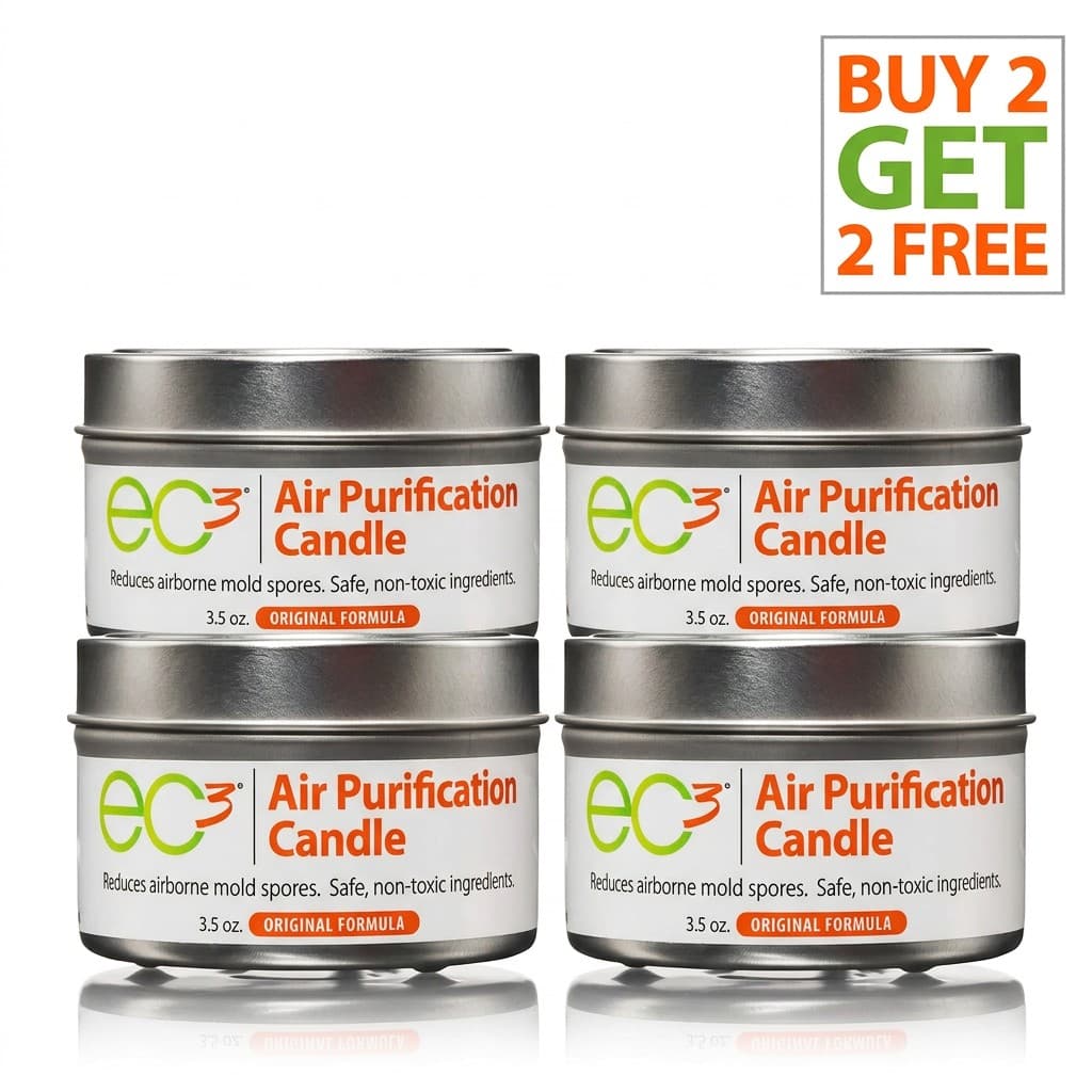 BOGO Deal Buy 2 Get 2 FREE EC3 Air Purification Candle | Natural Soy Wax Candle for Mold, Mycotoxin & Airborne Irritant Reduction