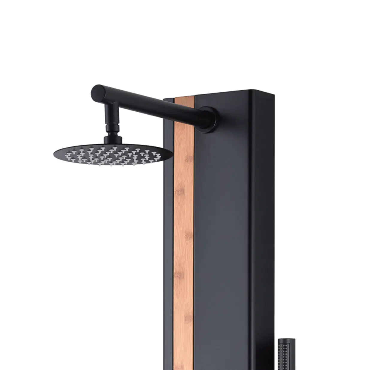 Eclipse 8-in Rain Showerhead ShowerSpa with 4-Body Jets and Handshower Bamboo and Matte Black