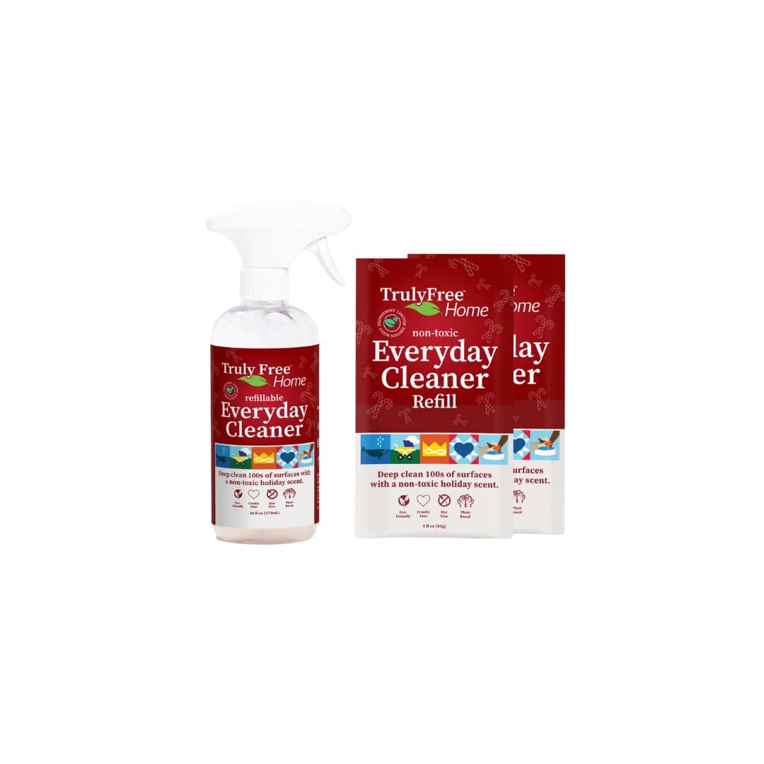 Truly Free Home's Everyday Cleaner - Peppermint - Refillable Bottle + 2 Refills