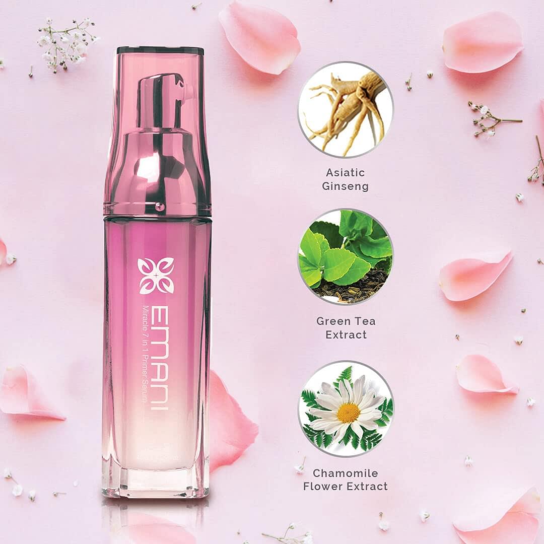 Emani Miracle 7in1 Primer Serum for Large Pores and Oily Skin, Infused With Korean Fermented Ginseng to Promote Collagen Brightening and Minimize Fine Lines Discolorations, 1.18 fl oz