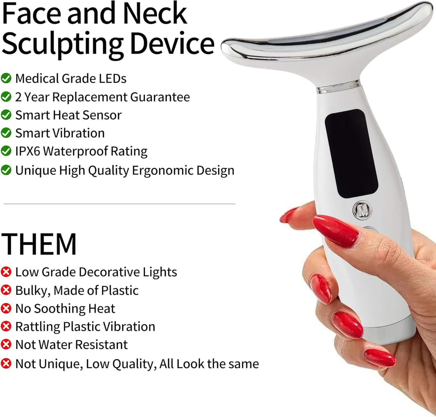 Era of Nature Face and Neck LED Massager – Warm & Vibrating Beauty Device, Waterproof & Rechargeable Relaxation Tool for a Smooth, Radiant, and Refreshed Appearance image