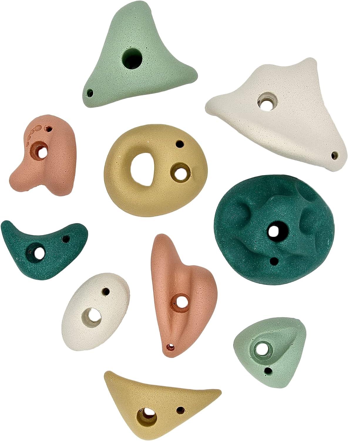 Everett & Avery Co. Premium Rock Climbing Holds - Rock Climbing Wall for Kids Inside - Rock Wall Climbing Holds Kids - Indoor Rock Climbing Wall for Kids Earth Tones